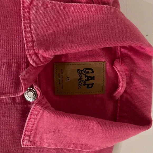 Puff Sleeve Pink Jean Jacket Kids GAP Tops Barbie Gap Denim Jacket